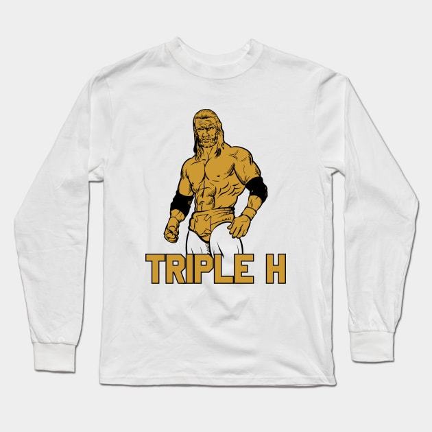 WWE SmackDown - Triple H Long Sleeve T-Shirt by Happy Asmara
